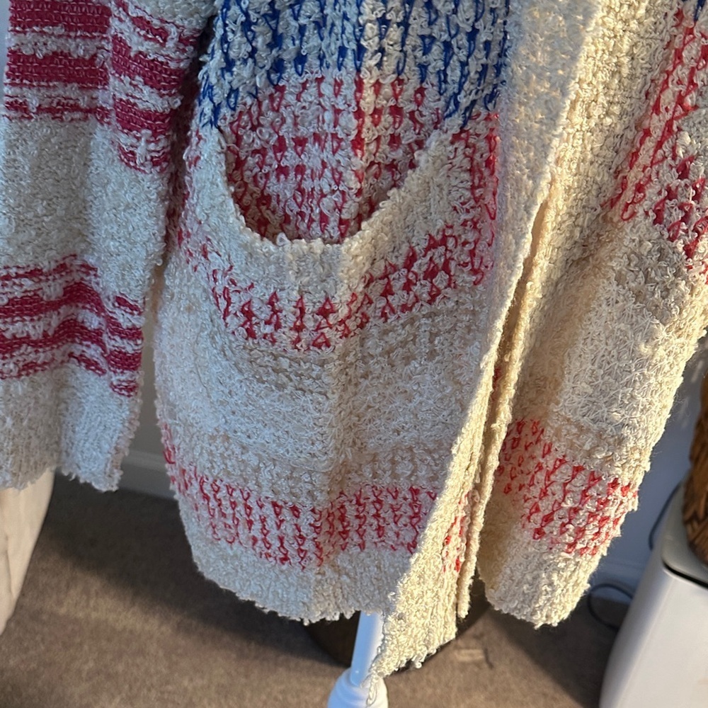 ADORA Cream and Pink Open-Front Cardigan - Picture 3 of 8
